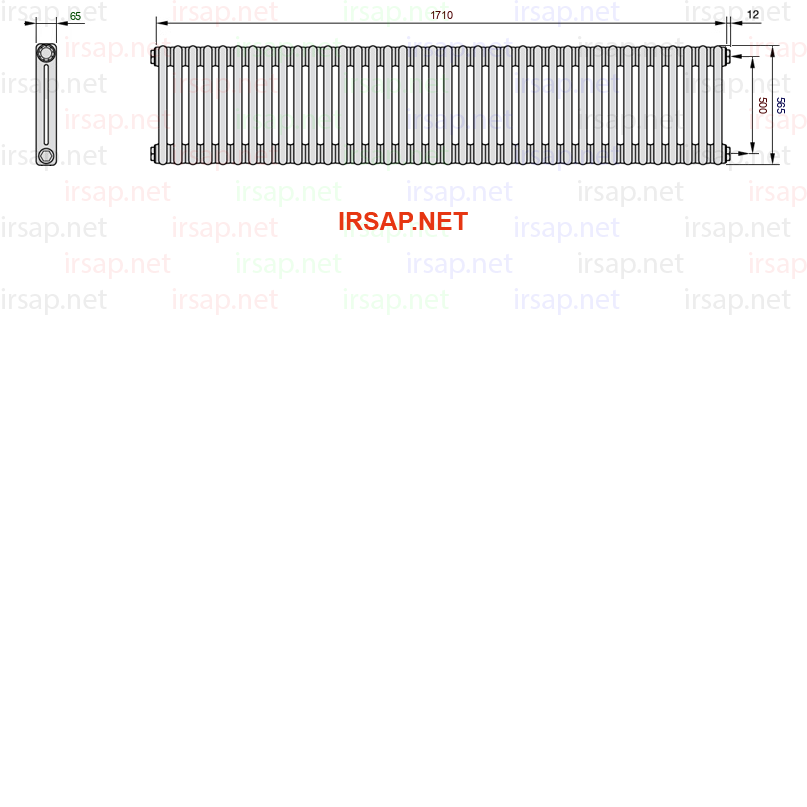 чертеж радиатора Irsap Tesi 20565-3820565-38-30-01